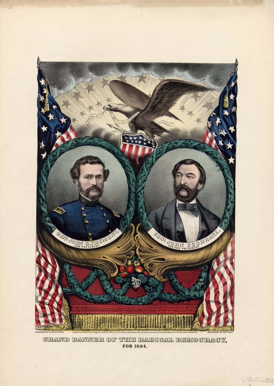 過激な民主主義の壮大な旗、1864年のパブ。 Currier＆Ives、1864年 作： アメリカの学校