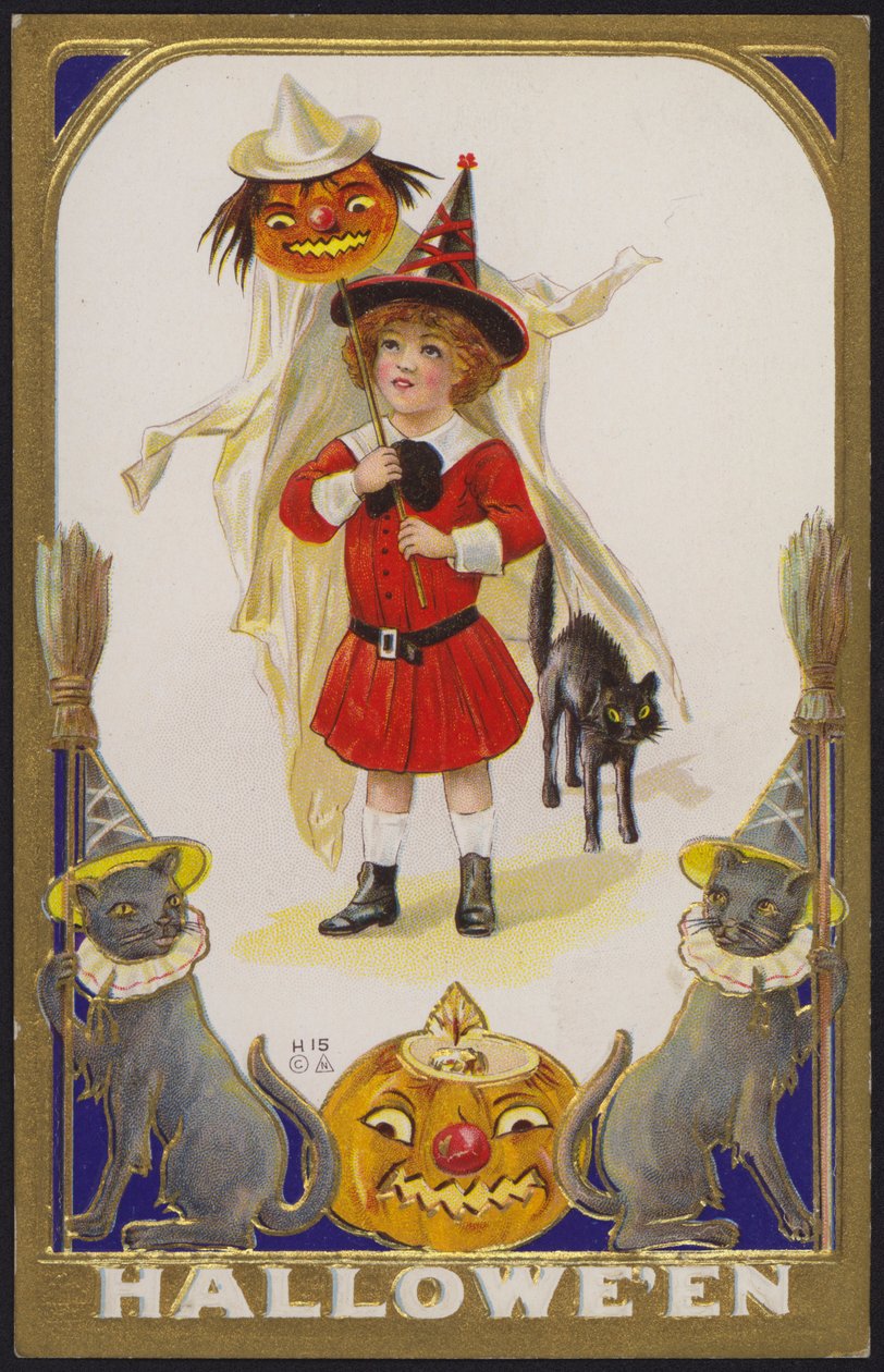 ハロウィン・カード（カラーリトグラフ） 作： アメリカの学校