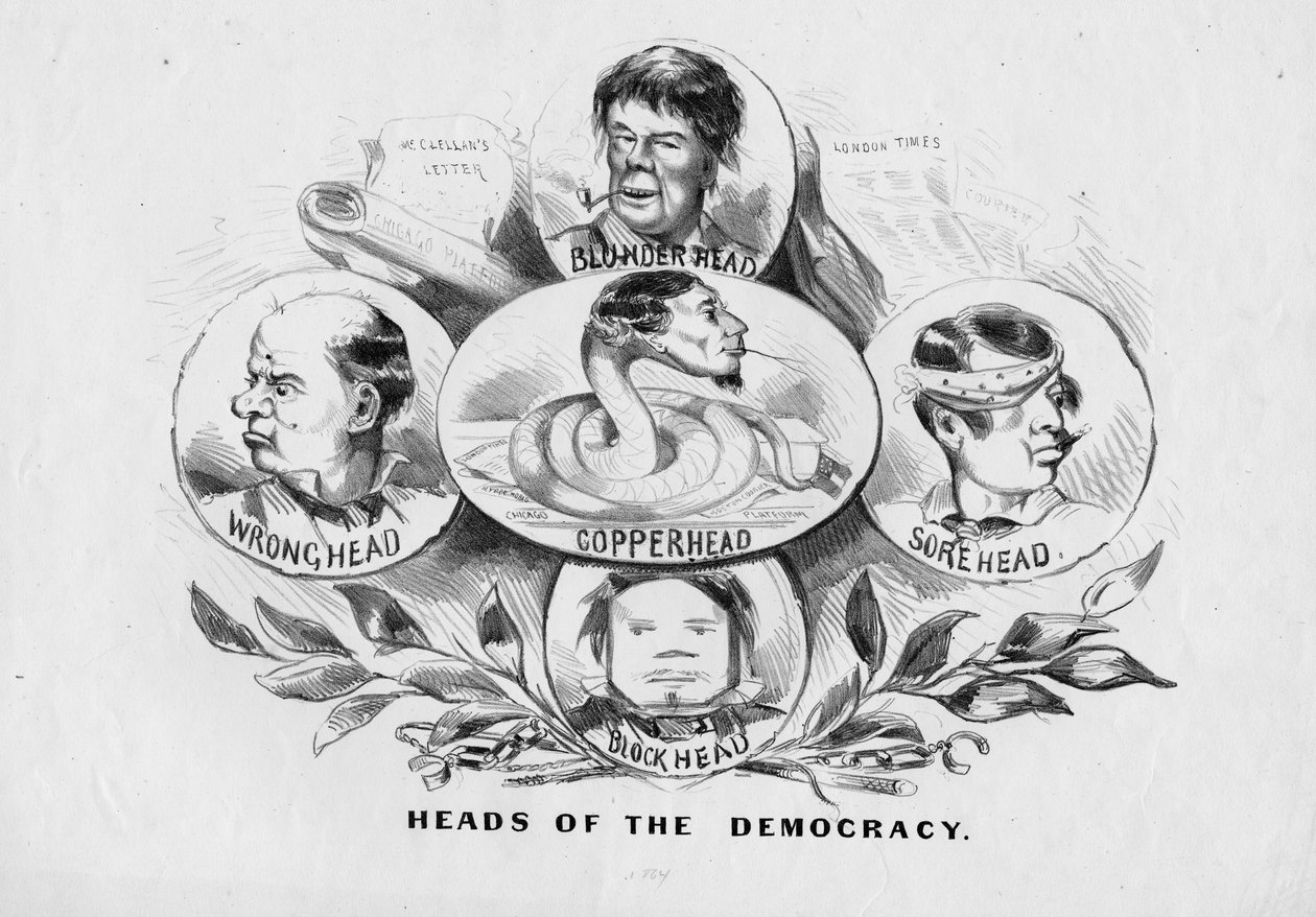 民主主義の責任者、ニューヨーク州キュリアーアンドアイヴス発行、1864年 作： アメリカの学校