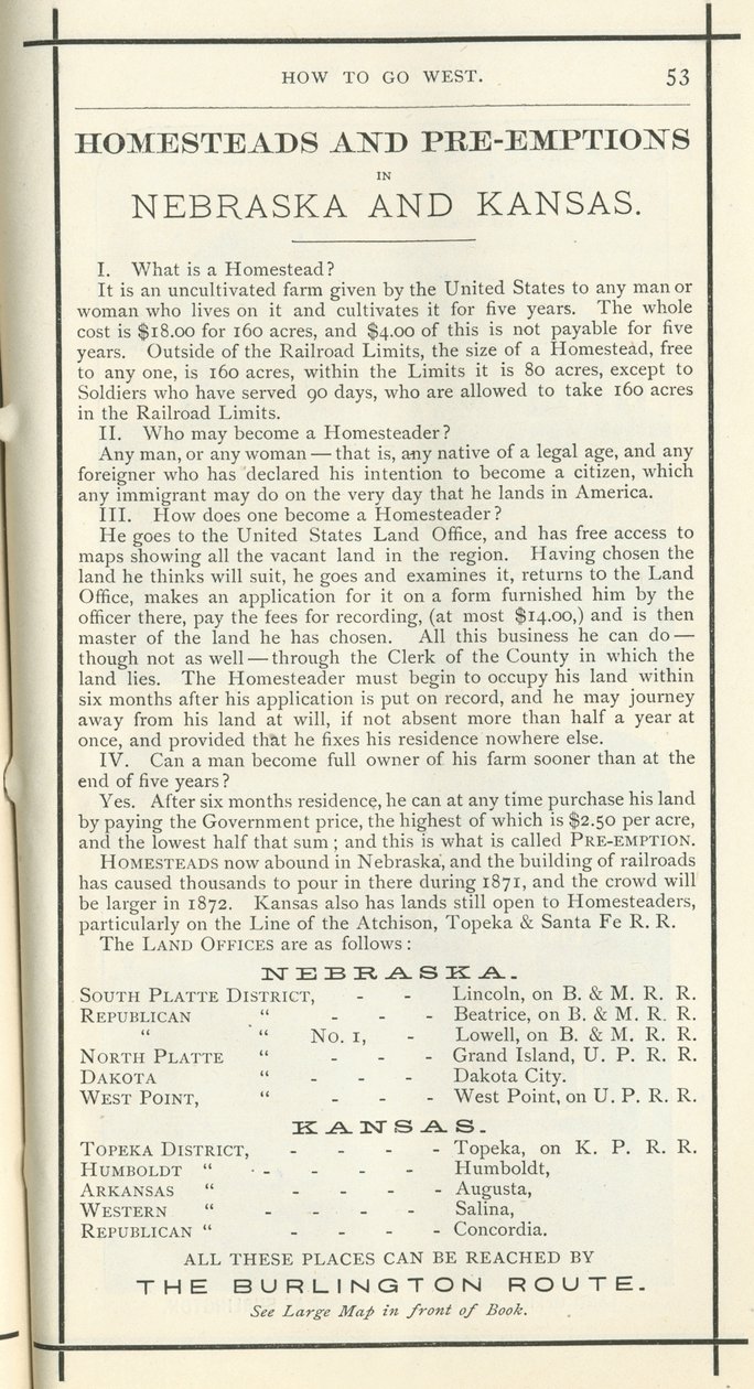 Homesteads and Pre-Emptions、1872（print） 作： アメリカの学校