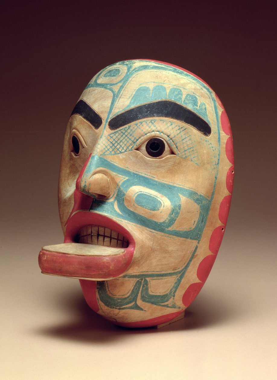 ヒューマン・フェイス・マスク 1820年頃 木製塗装品 作： アメリカの学校