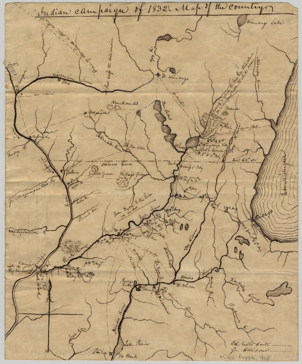 1832年のインドのキャンペーン：1832年の国の地図 作： アメリカの学校