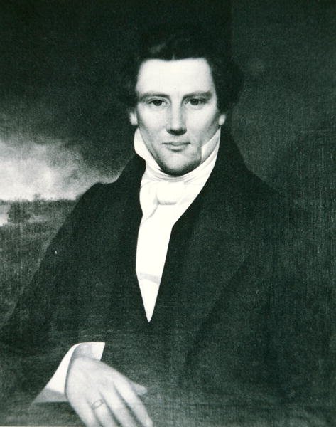 ジョセフ・スミス（1805-44）アメリカのモルモン教の創設者である預言者（リトグラフ） 作： アメリカの学校