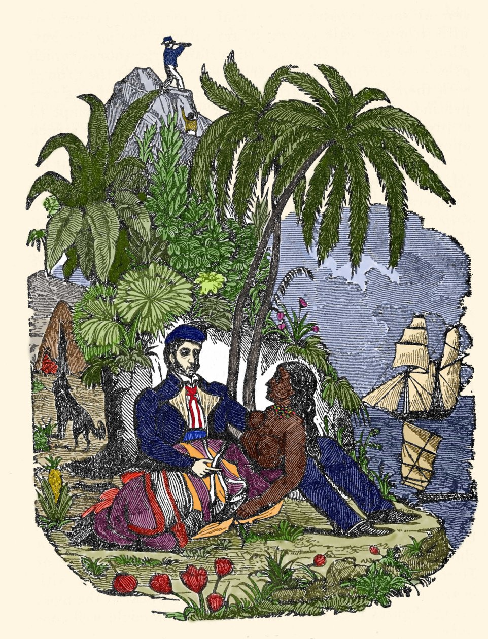 マダガスカル島の海賊たちの生活。1837年の "The pirate own book "のエングレーヴィング。 作： アメリカの学校
