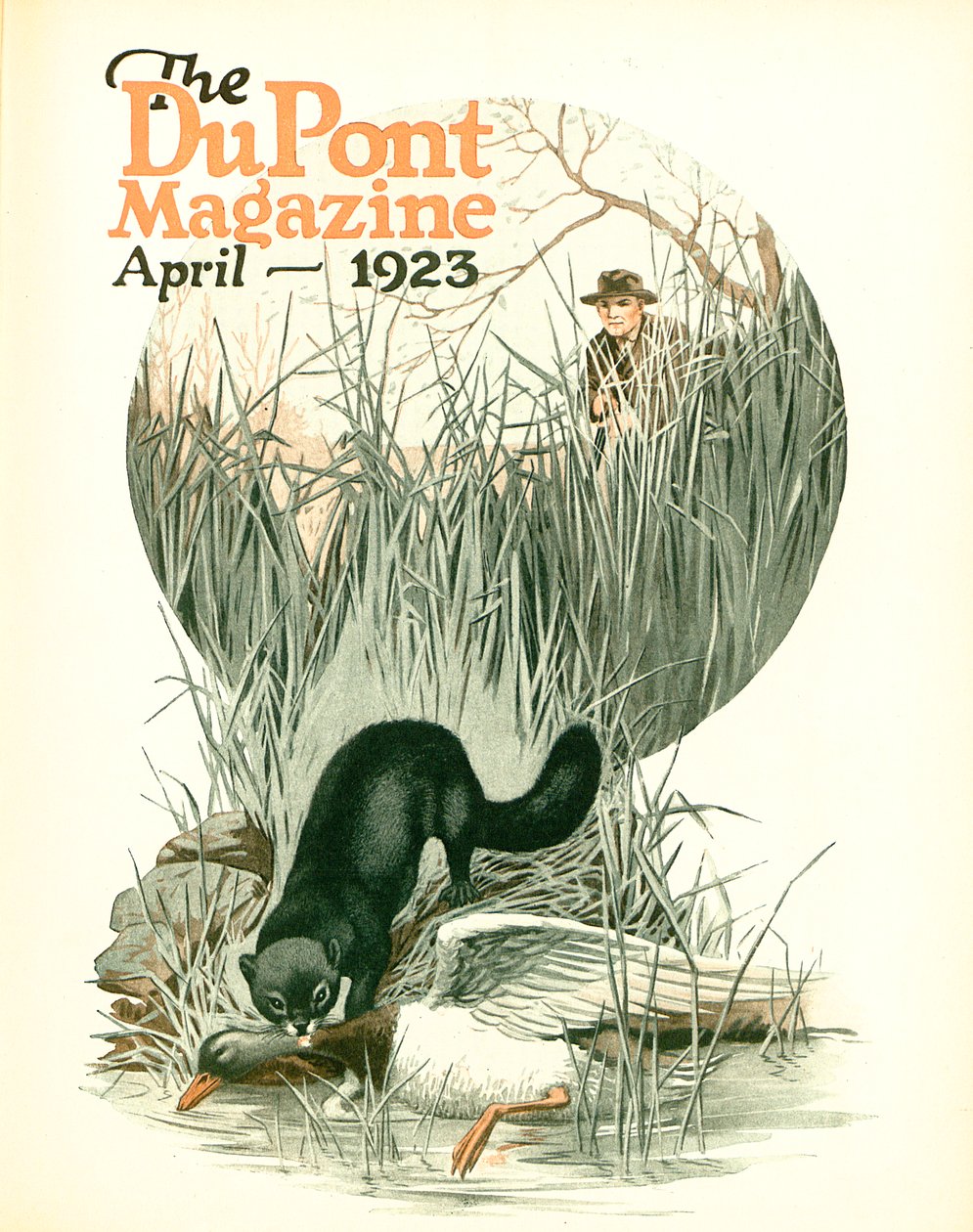 害虫の減少-ゲームの増加、デュポン誌の表紙、1923年4月 作： アメリカの学校