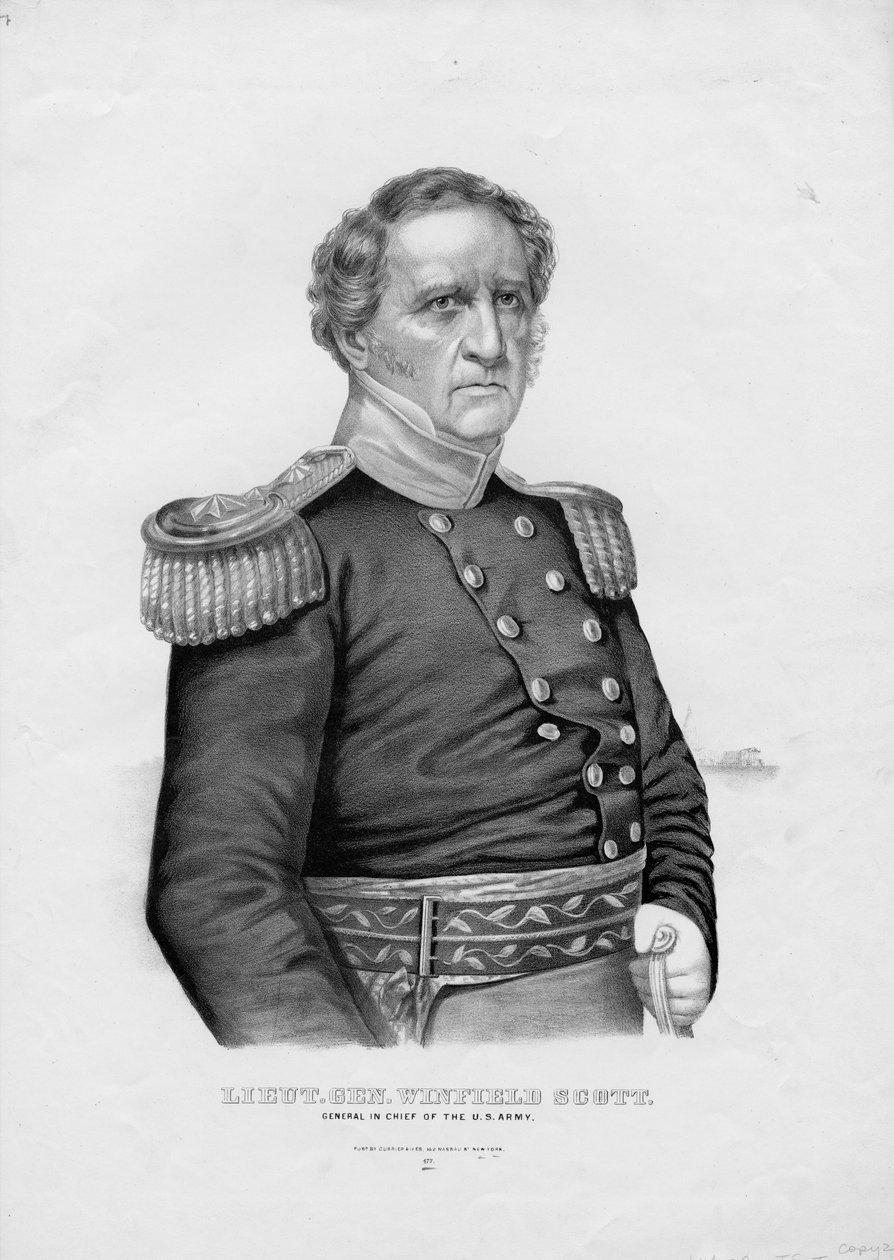 リュート。ウィンフィールド・スコット将軍、米陸軍将官、パブ。 Currier＆Ives、1860年頃 作： アメリカの学校