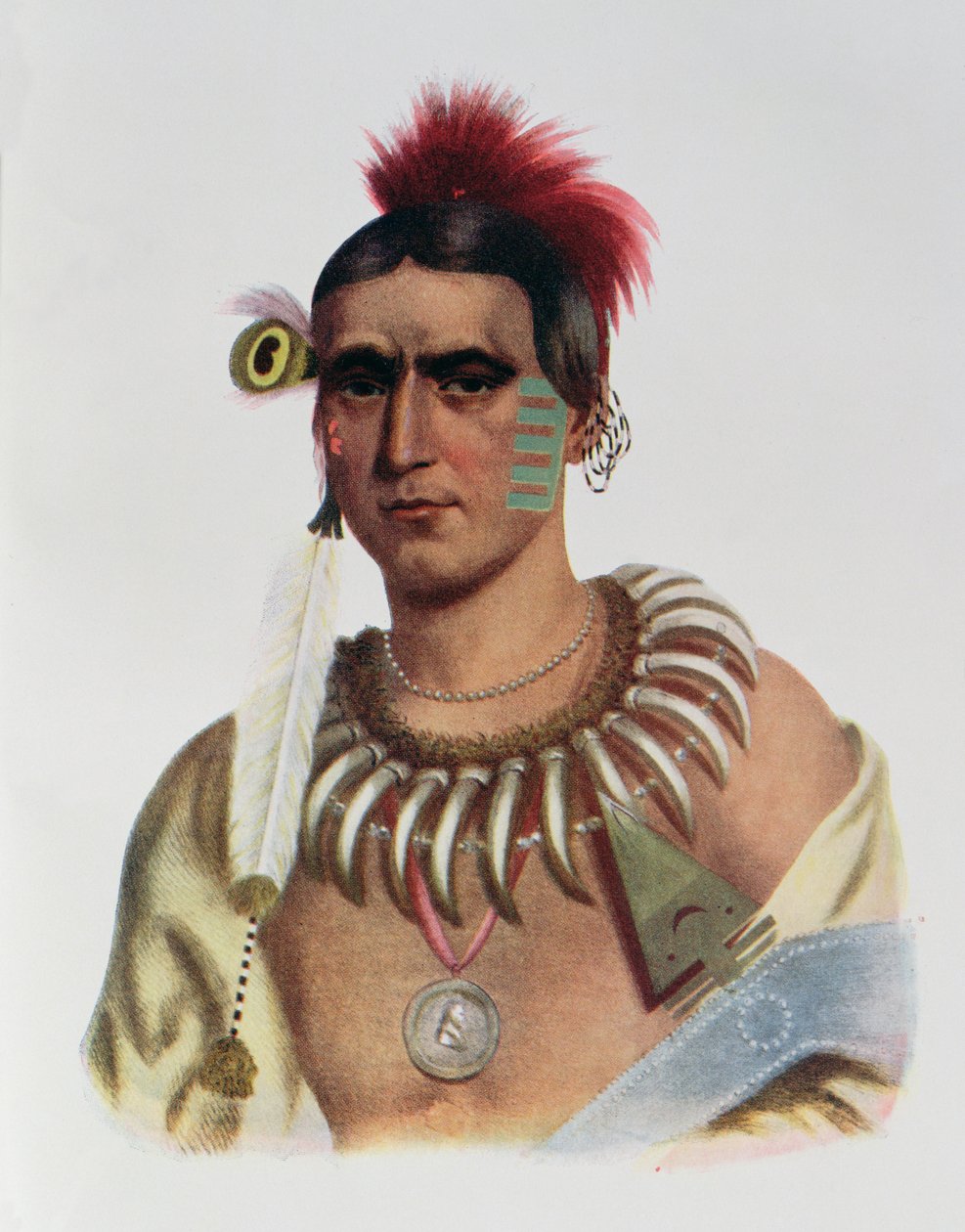 Ma-Has-Kahまたはアイオワ州首長の「White Cloud」は、「The American Tribes of North America、Vol.1」（Thomas L. McKenneyとJames Hall、pub）によるイラストです。ジョン・グラント 作： アメリカの学校