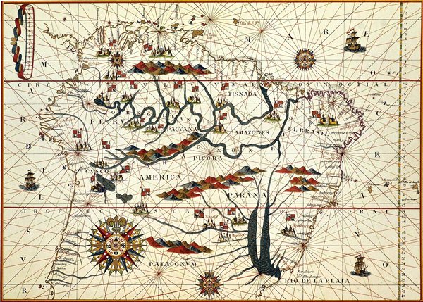 1582年の南アメリカの地図 作： アメリカの学校