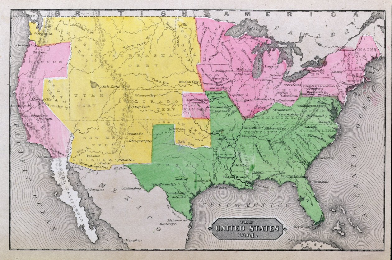 ジョンワーナーバーバーとヘンリーヘアによる1861年のアメリカの地図 作： アメリカの学校