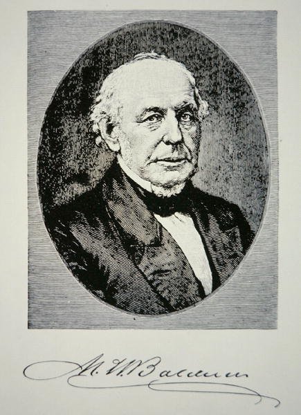 マティアス・ウィリアム・ボールドウィン（1795-1866）1831年にボールドウィン機関車製作所を設立（リトグラフ） 作： アメリカの学校