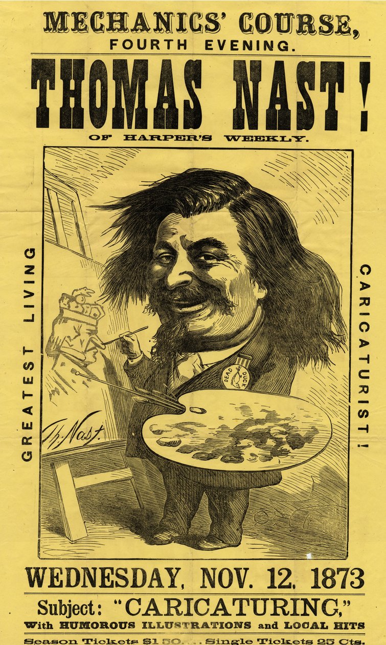 力学コース、第4夜。 Thomas Nast！、Currier＆Ives発行、1873年 作： アメリカの学校