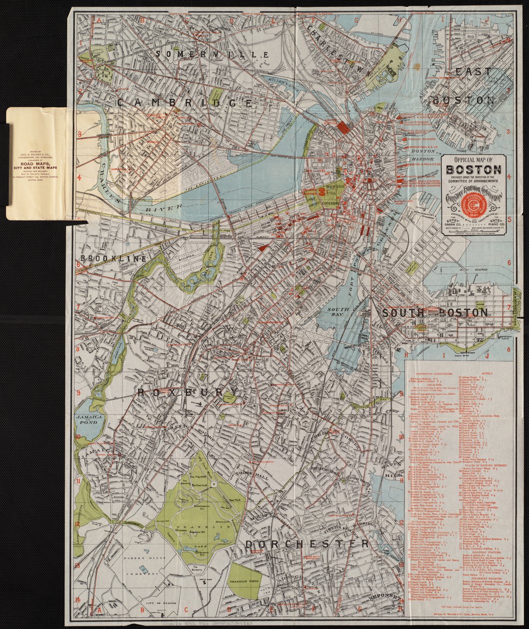 ボストンの公式地図、1895年頃（カラーリトグラフ） 作： アメリカの学校