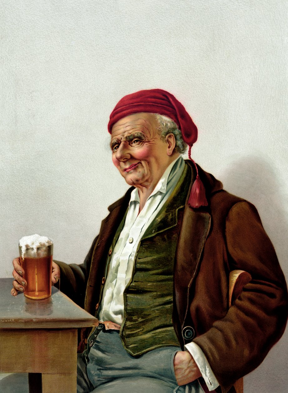 パブでビールを飲む老人 作： アメリカの学校