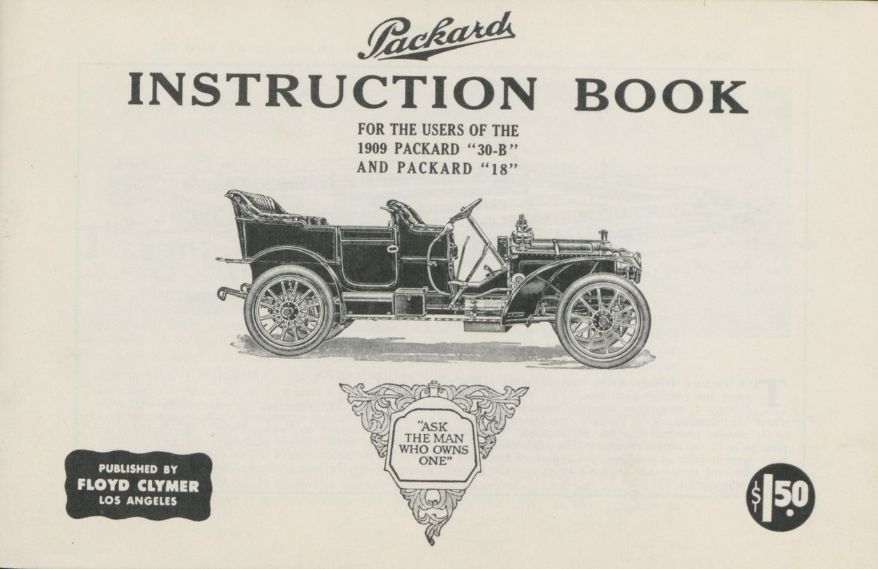 1909 Packard 30-BおよびPackard 18、1909のユーザー向けのPackard取扱説明書 作： アメリカの学校