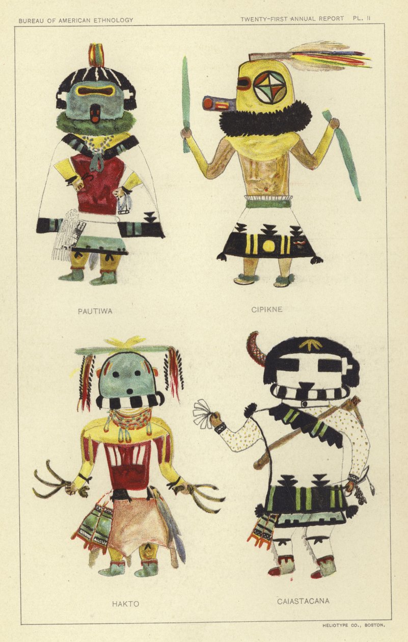 パウティワ、チピクネ、ハクト、カイアスタカーナ（カラーリトグラフ） 作： アメリカの学校