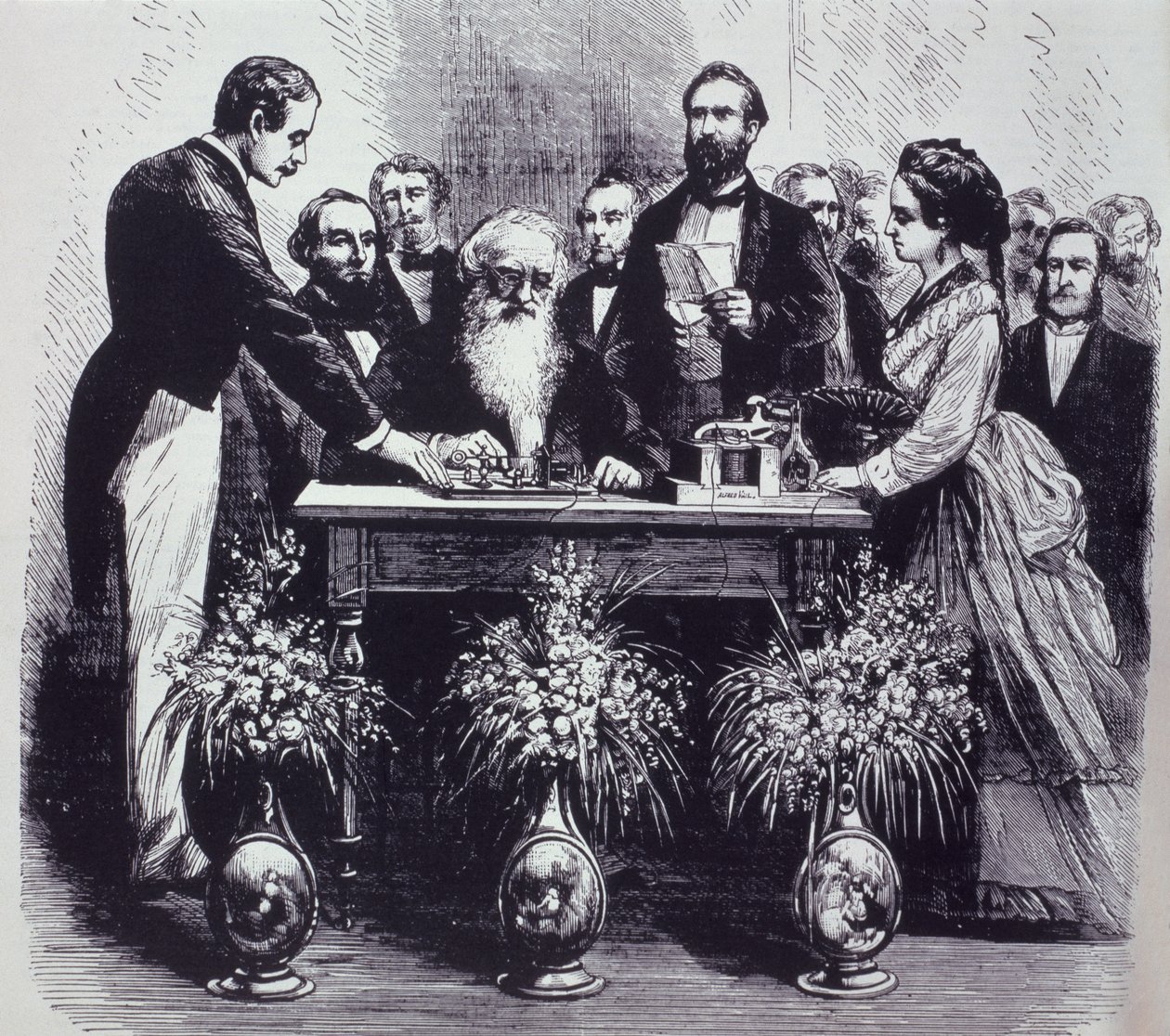 サミュエル・フィンリー・ブリース・モース教授（1791-1872）が発明の機能を説明 作： アメリカの学校