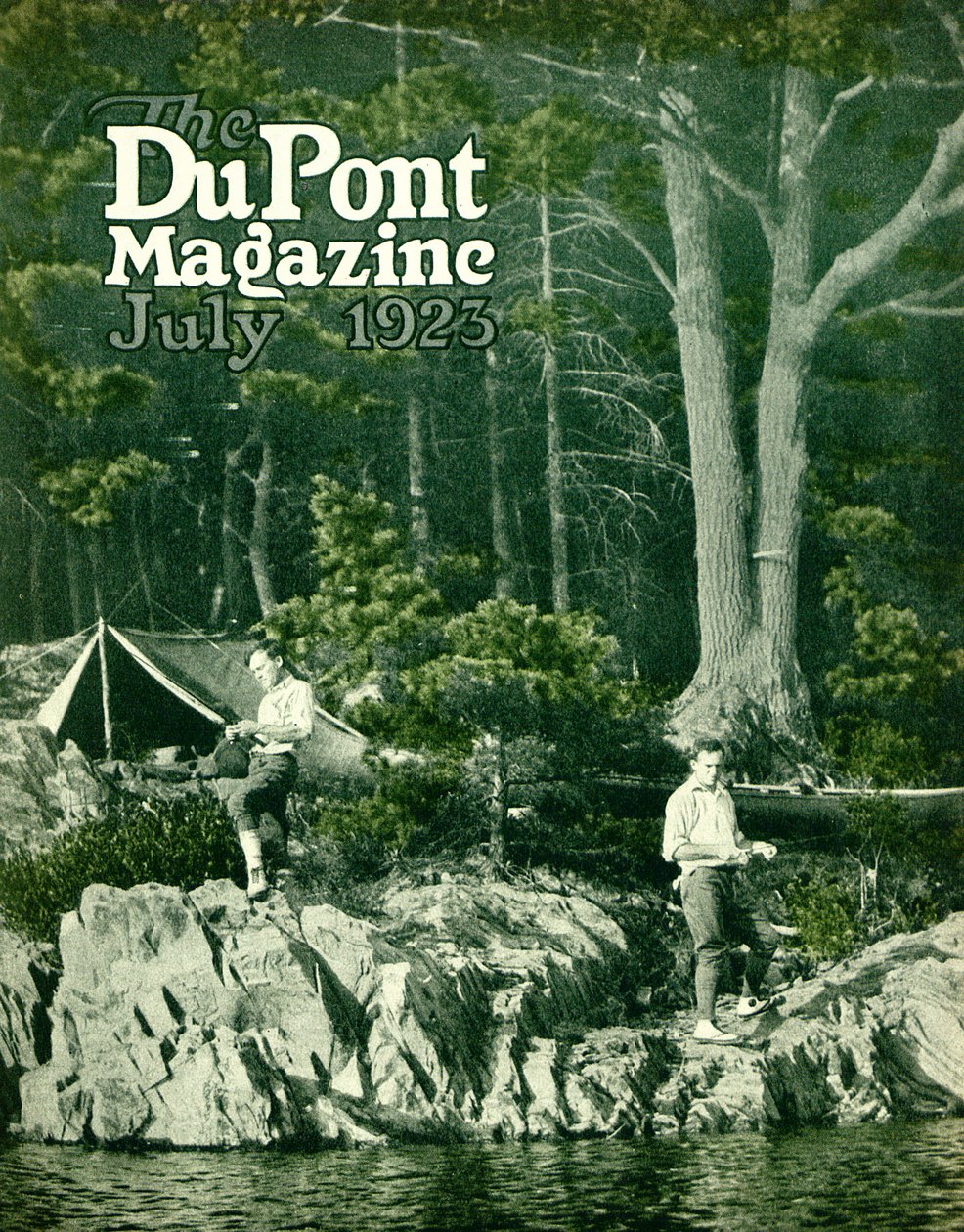 ピラリンは釣りをする、デュポン誌の表紙、1923年7月 作： アメリカの学校