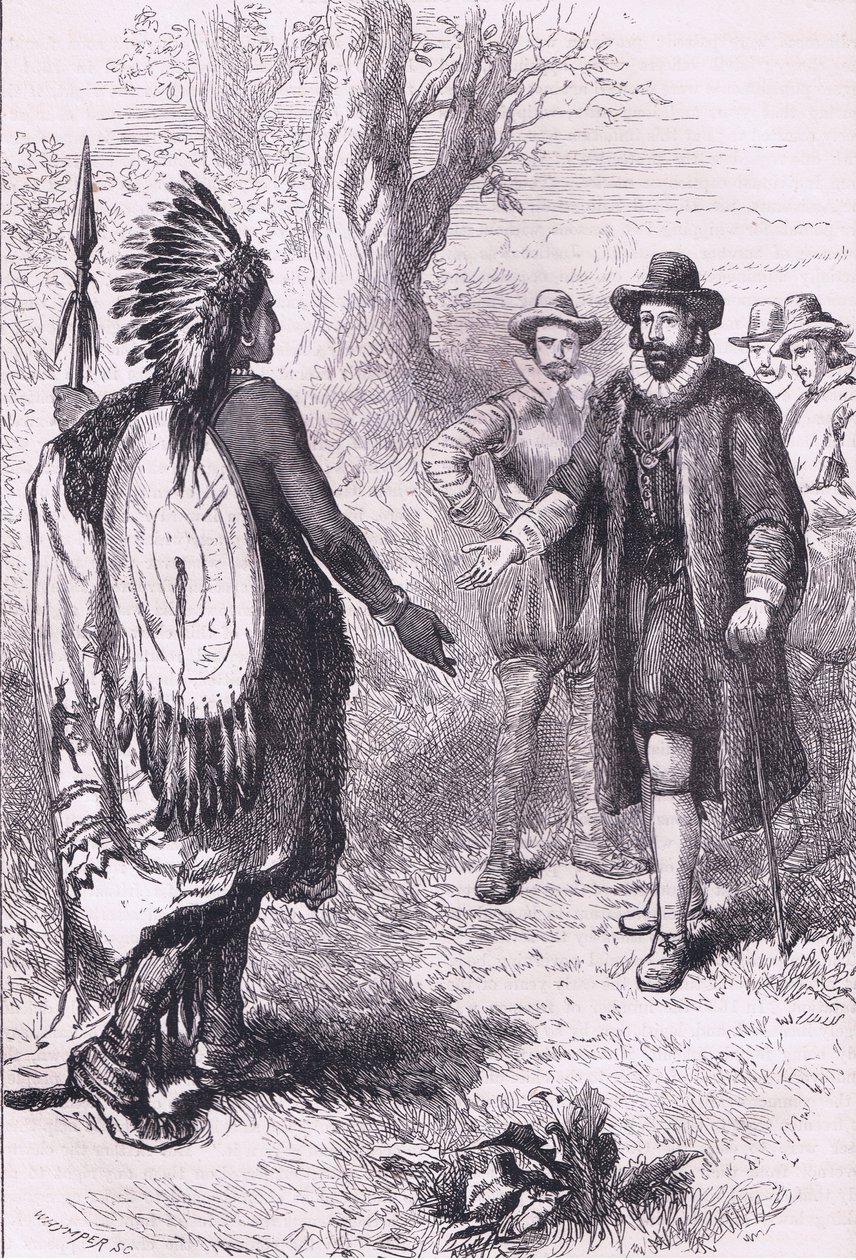 ナラガンセット族の戦士のレセプション、1890年頃にPetter & Galpin社から出版されたCassell