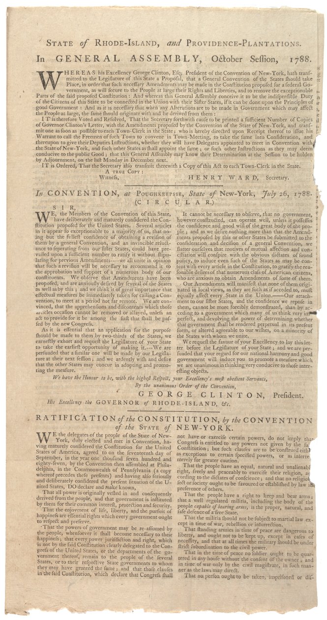 1788年10月の憲法修正のためのNYS提案を印刷する決議 作： アメリカの学校