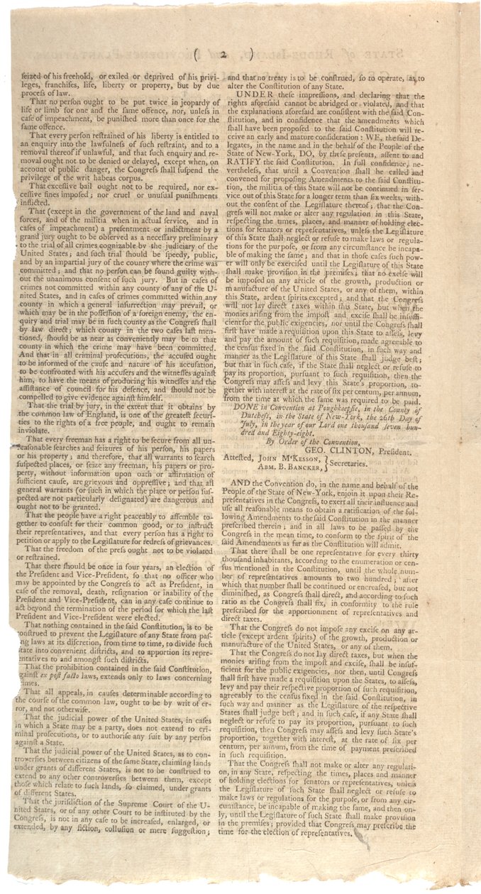 1788年10月の憲法修正のためのNYS提案を印刷する決議 作： アメリカの学校