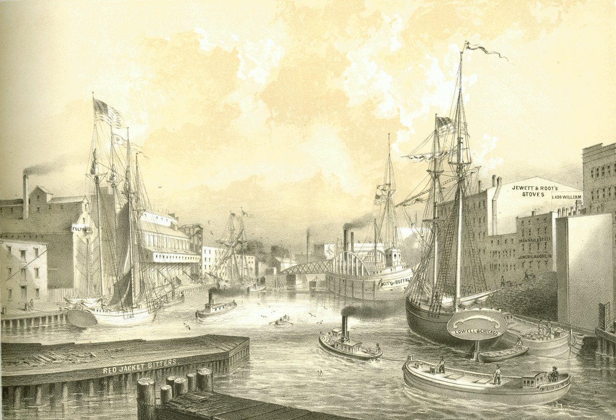 Rush Street Bridge、State Streetからの眺め、Chicago Illustratedからの眺め 作： アメリカの学校