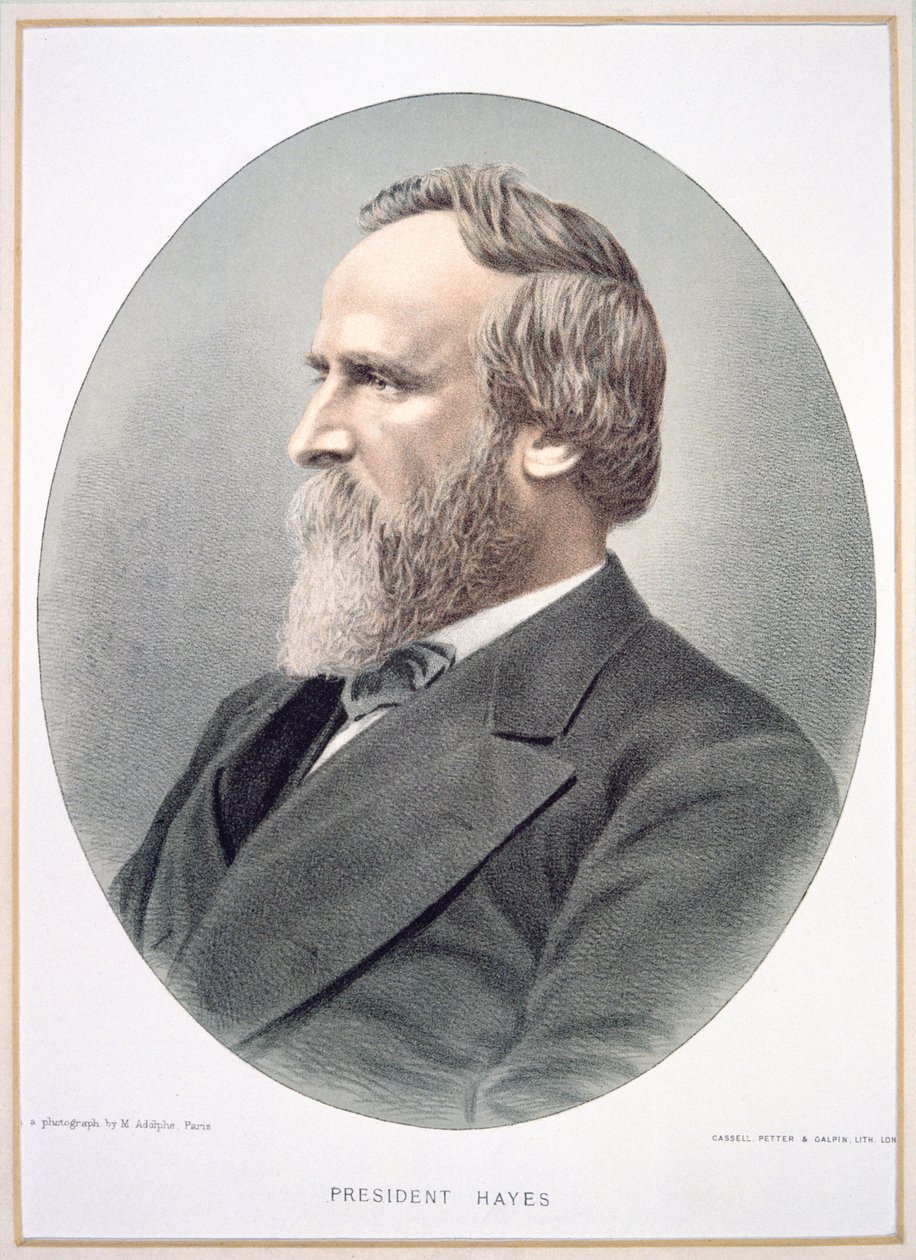 ラザフォード・B・ヘイズ（1822-93）（カラーリトグラフ 作： アメリカの学校
