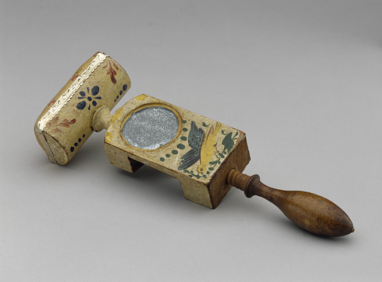 ミシンクランプ、c。 1840-1890（カエデ、錫鏡ガラス、絹、紙、塗装装飾） 作： アメリカの学校