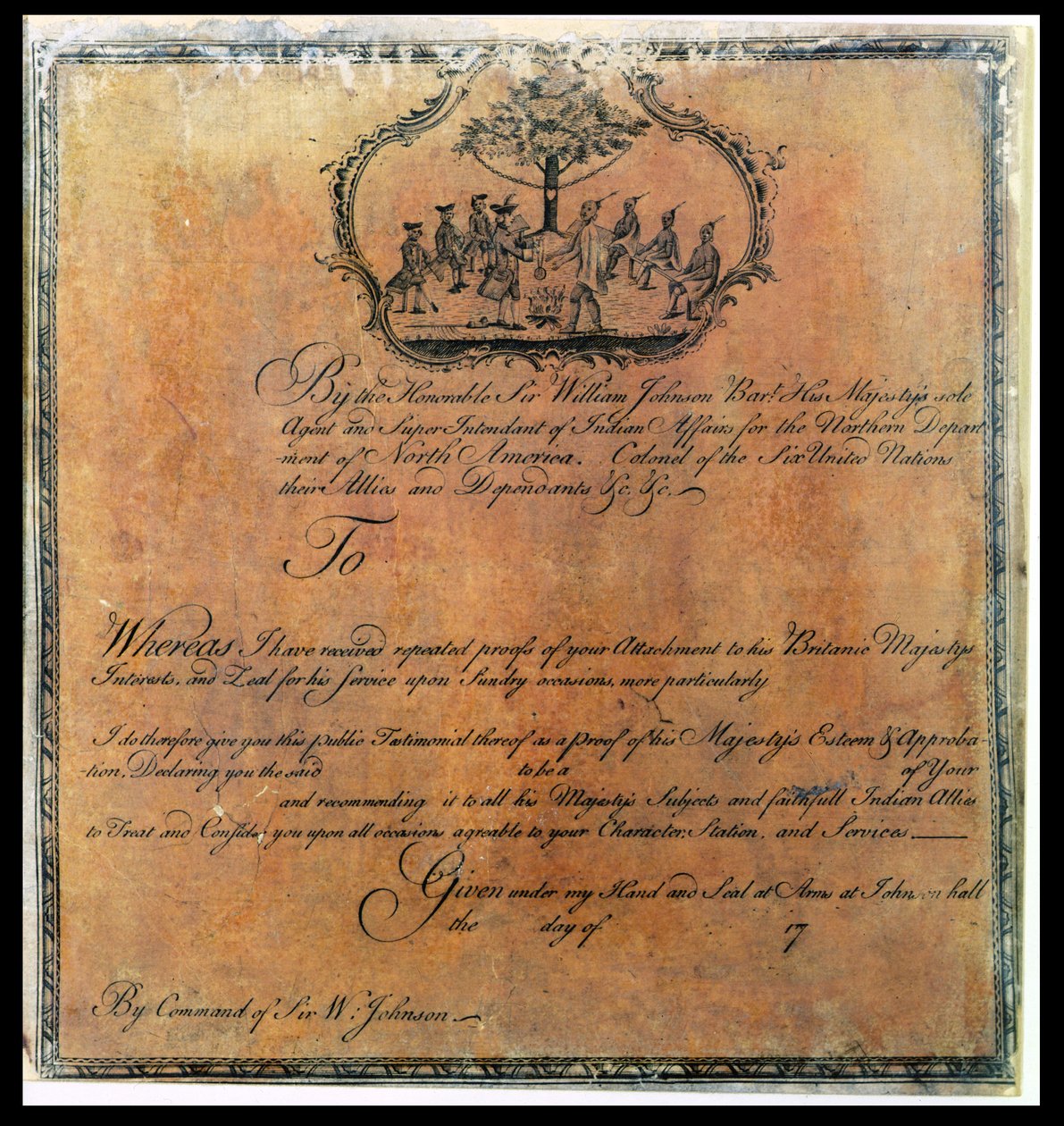 ウィリアムジョンソンズ卿（1715-74）Indian Testimonial、c.1770（192704も参照） 作： アメリカの学校