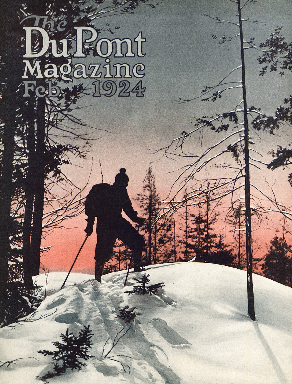 スキー、デュポン誌の表紙、1924年2月 作： アメリカの学校