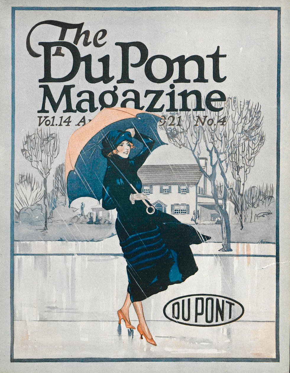 何か新しいスポーツウェア、デュポン誌の表紙、1921年4月 作： アメリカの学校