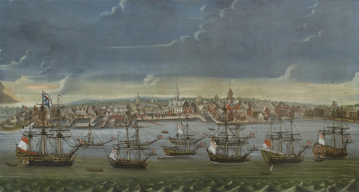 ニューヨーク市の南東展望、c.1756-7 作： アメリカの学校