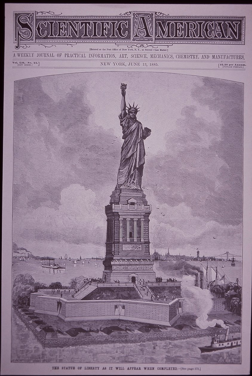 サイエンティフィック・アメリカン誌の表紙を飾った「完成後の自由の女神像 作： アメリカの学校