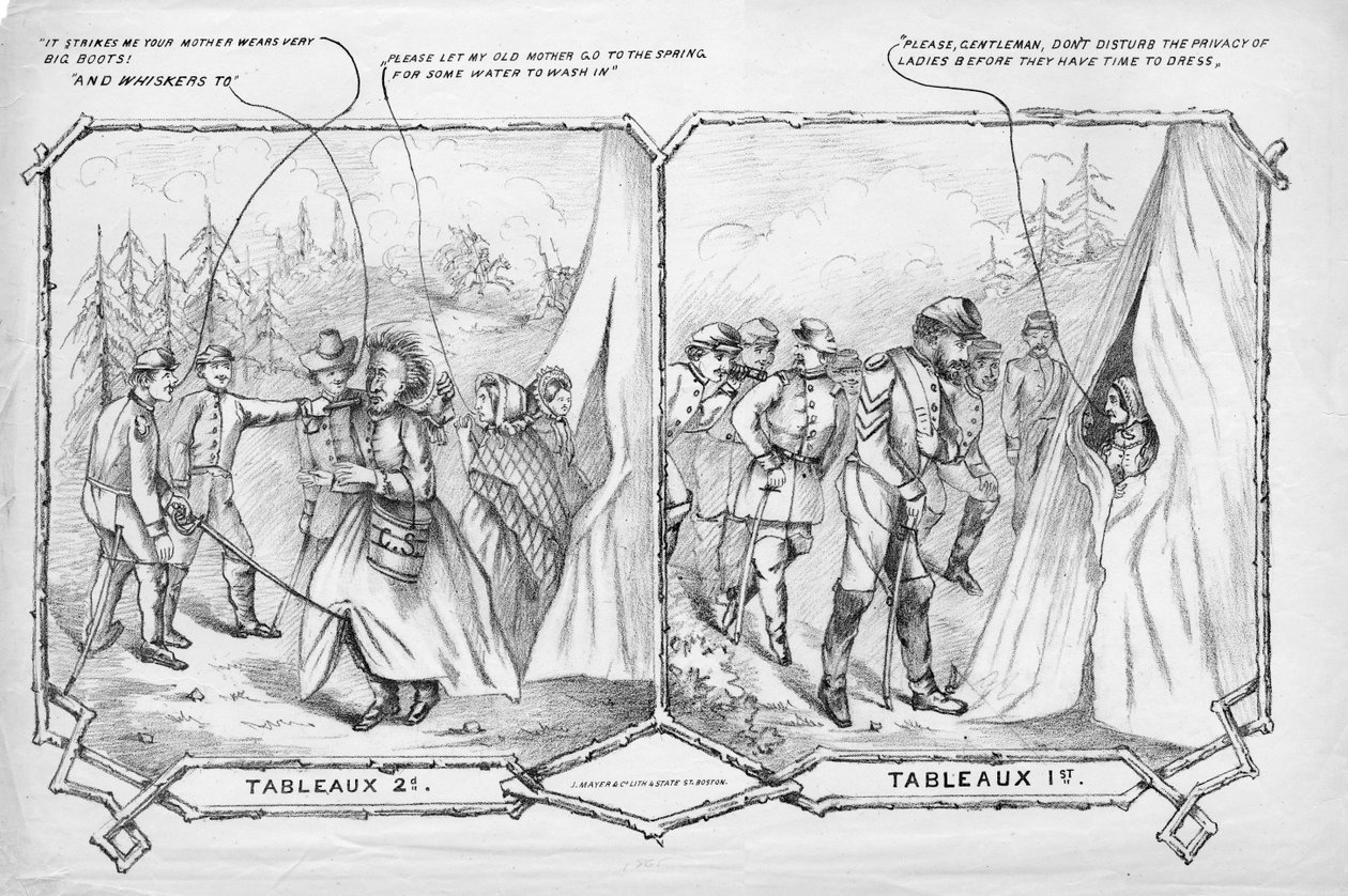 Tableaux 2nd、Tableaux 1st、J。Mayer＆Co. Lith。、ボストン発行、c。 1865 作： アメリカの学校
