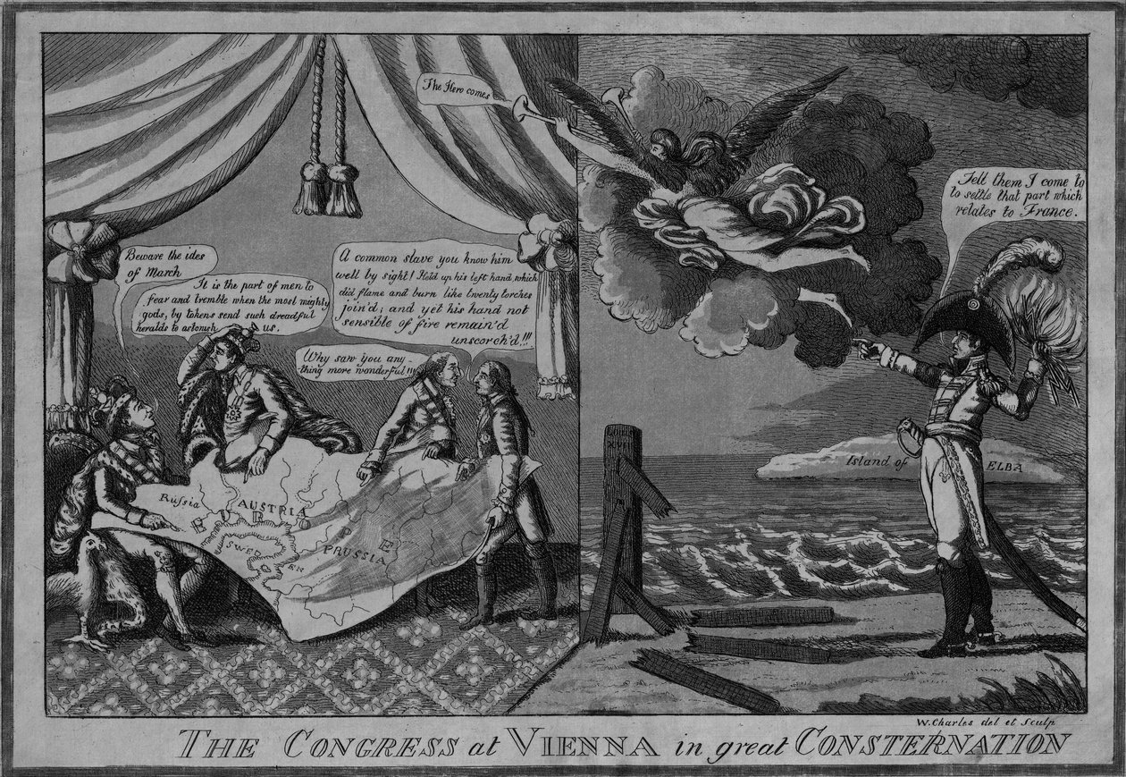 1815年頃のウィーンでの大きな驚きの議会（エッチングとアクアチント） 作： アメリカの学校
