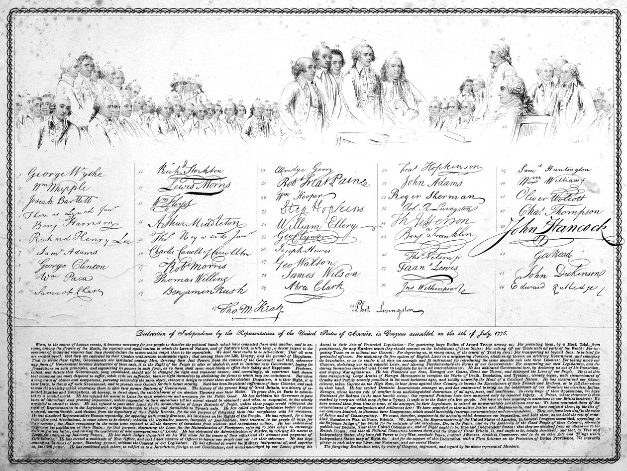 独立宣言、刻印 作： アメリカの学校