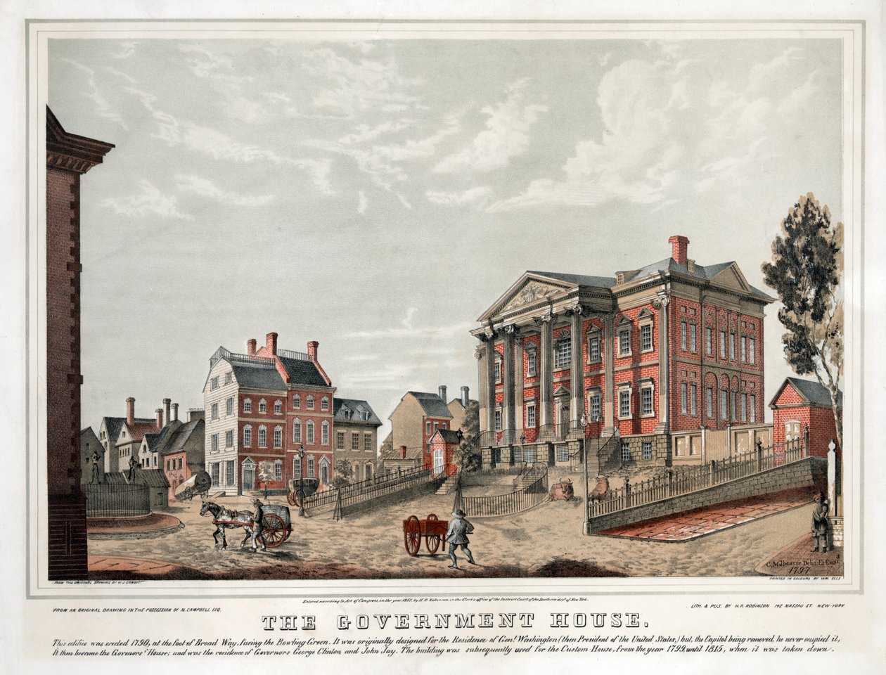The Government House, pub.1847年（カラーリトグラフ） 作： アメリカの学校