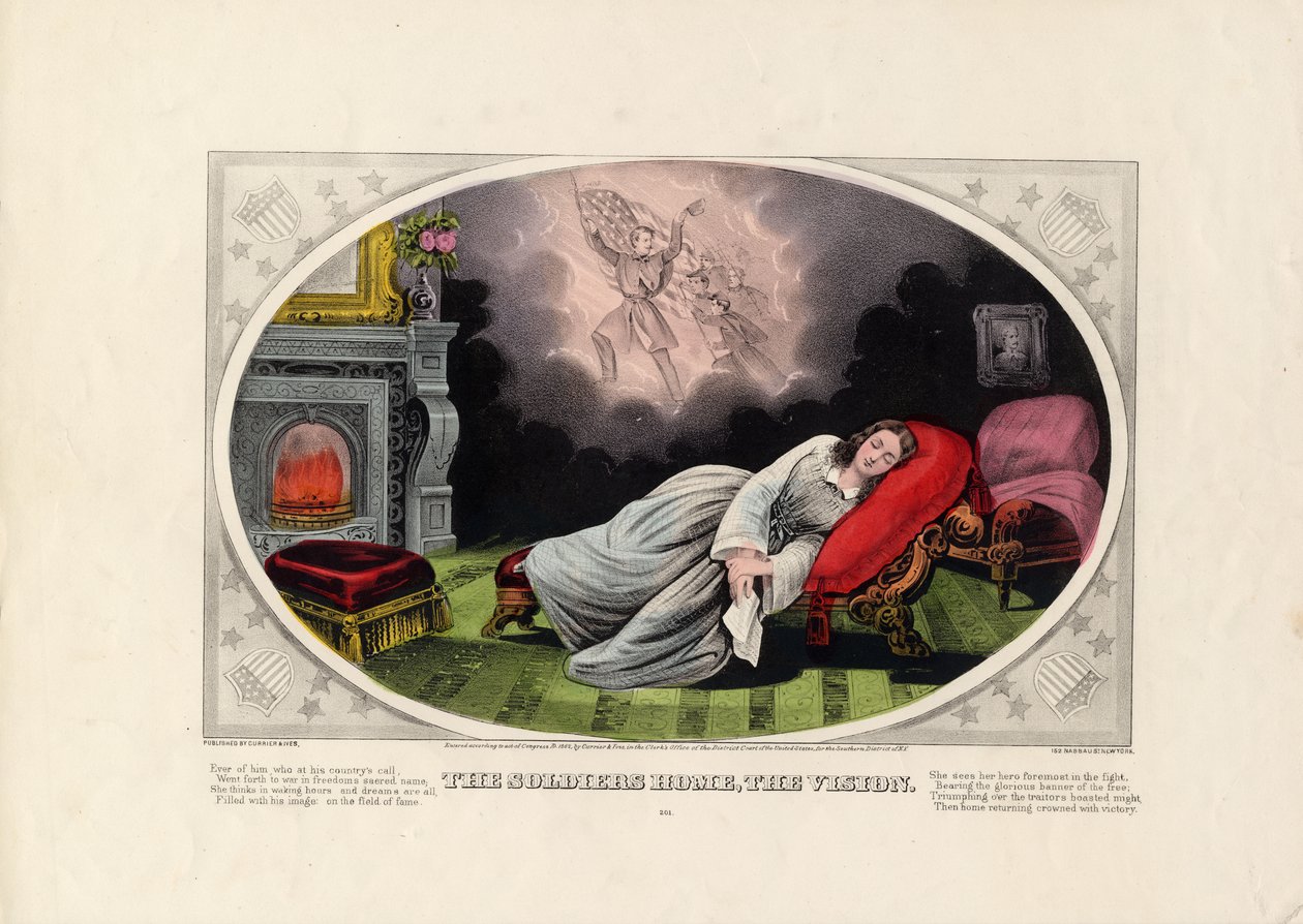 兵士の家、ビジョン、パブ。 Currier＆Ives、1862 作： アメリカの学校