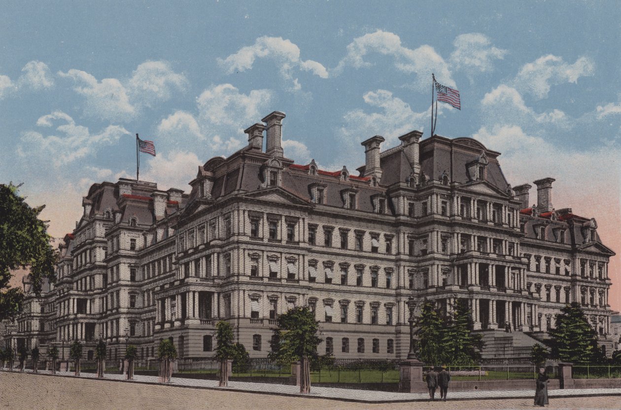 ワシントンD.C.の国防・海軍ビル（カラーリトグラフ） 作： アメリカの学校