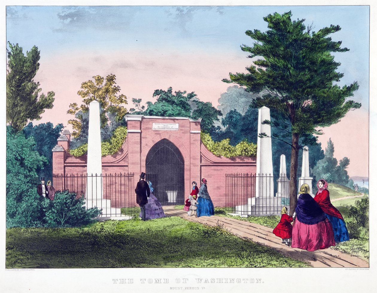 The Tomb of Washington, Mount Vernon, Va., pub. c.1857 (colour litho) 作： アメリカの学校