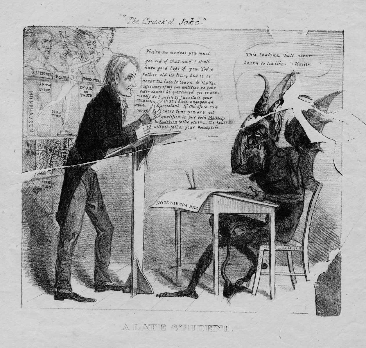 ひびの入った冗談：1827年の後半の学生 作： アメリカの学校