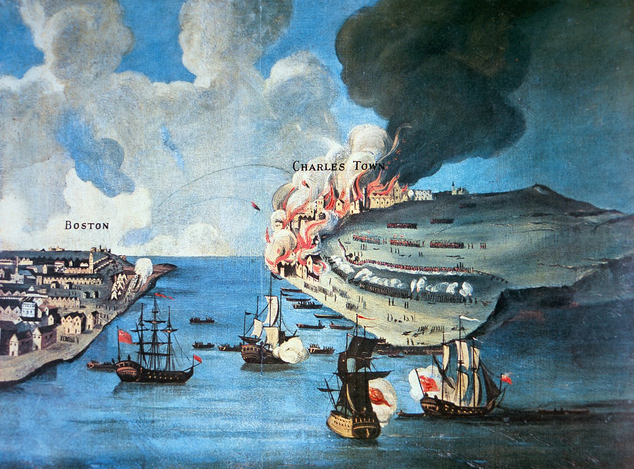 ボストンの景色とバンカーヒルの戦い 作： アメリカの学校