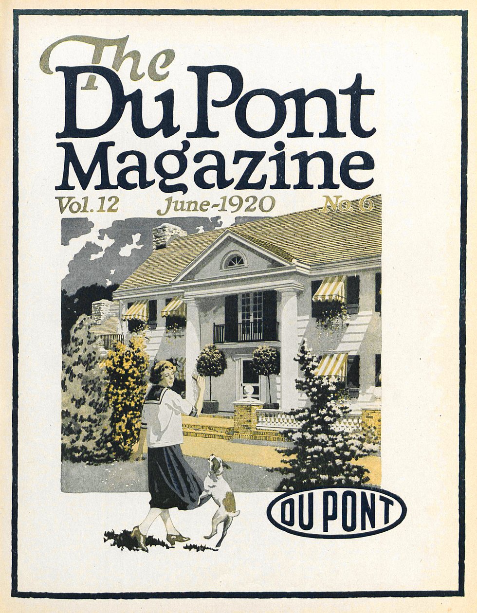 1920年6月、女性と犬、デュポン誌の表紙 作： アメリカの学校
