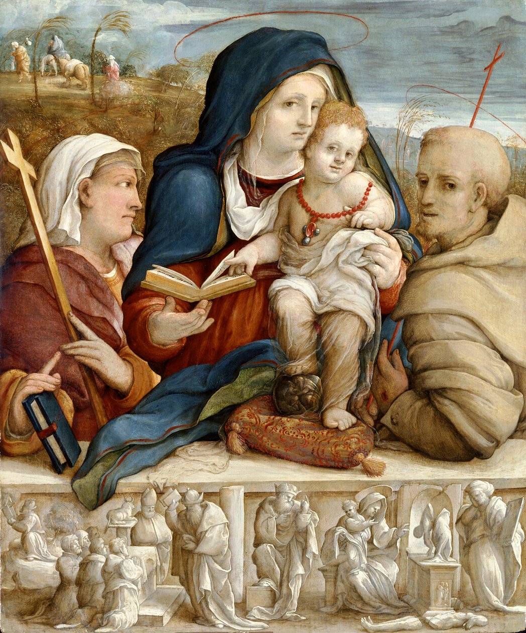 「聖ヘレナと聖フランシスの間の聖母子」、c1520 作： アミコ・アスペルティーニ