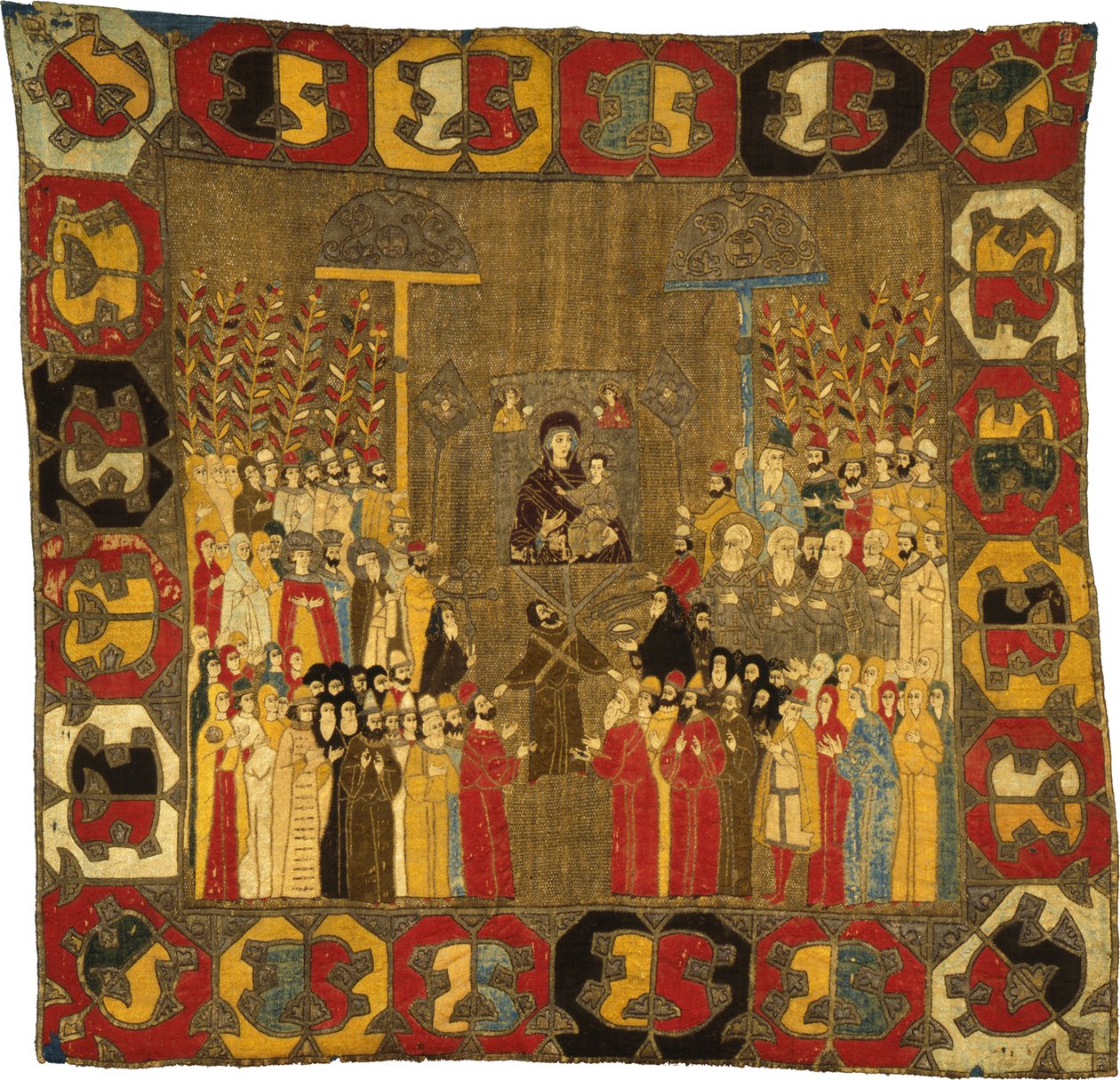 1498年4月8日にモスクワで行われたパーム日曜日の行列。娘を残したゾーイパレオロギナ、イヴァンIII、ワラキアのエレナ、D、1498 作： 古代ロシア美術