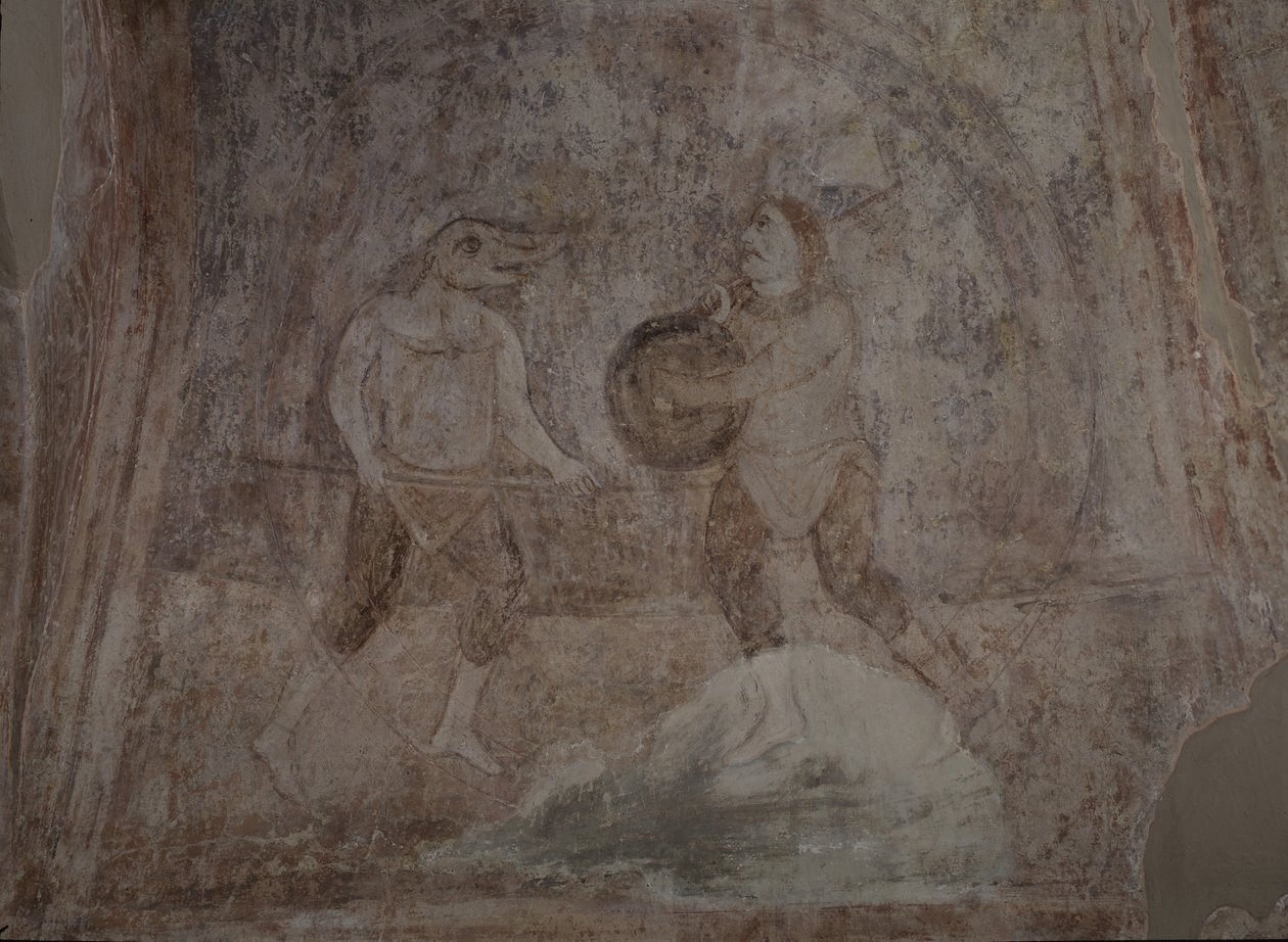 11世紀のHippodromの戦闘シーン 作： 古代ロシアのフレスコ画