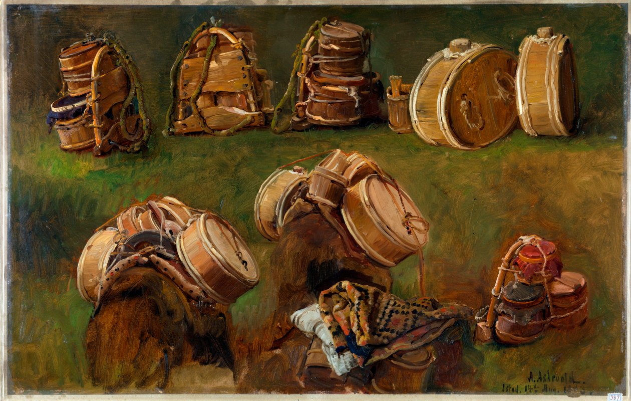 "Etude de bats pour bete de somme" (Pack Saddles and other Objects) Peinture d