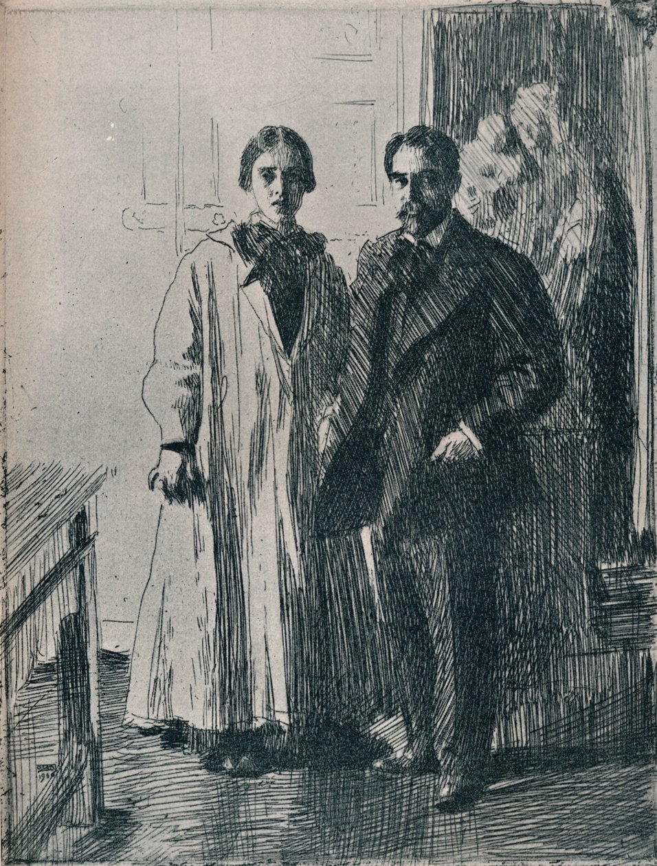 Anders Zorn、c1880-1906、1906のエッチングからのアサートンカーティス夫妻 作： レナード・ゾルンは違う