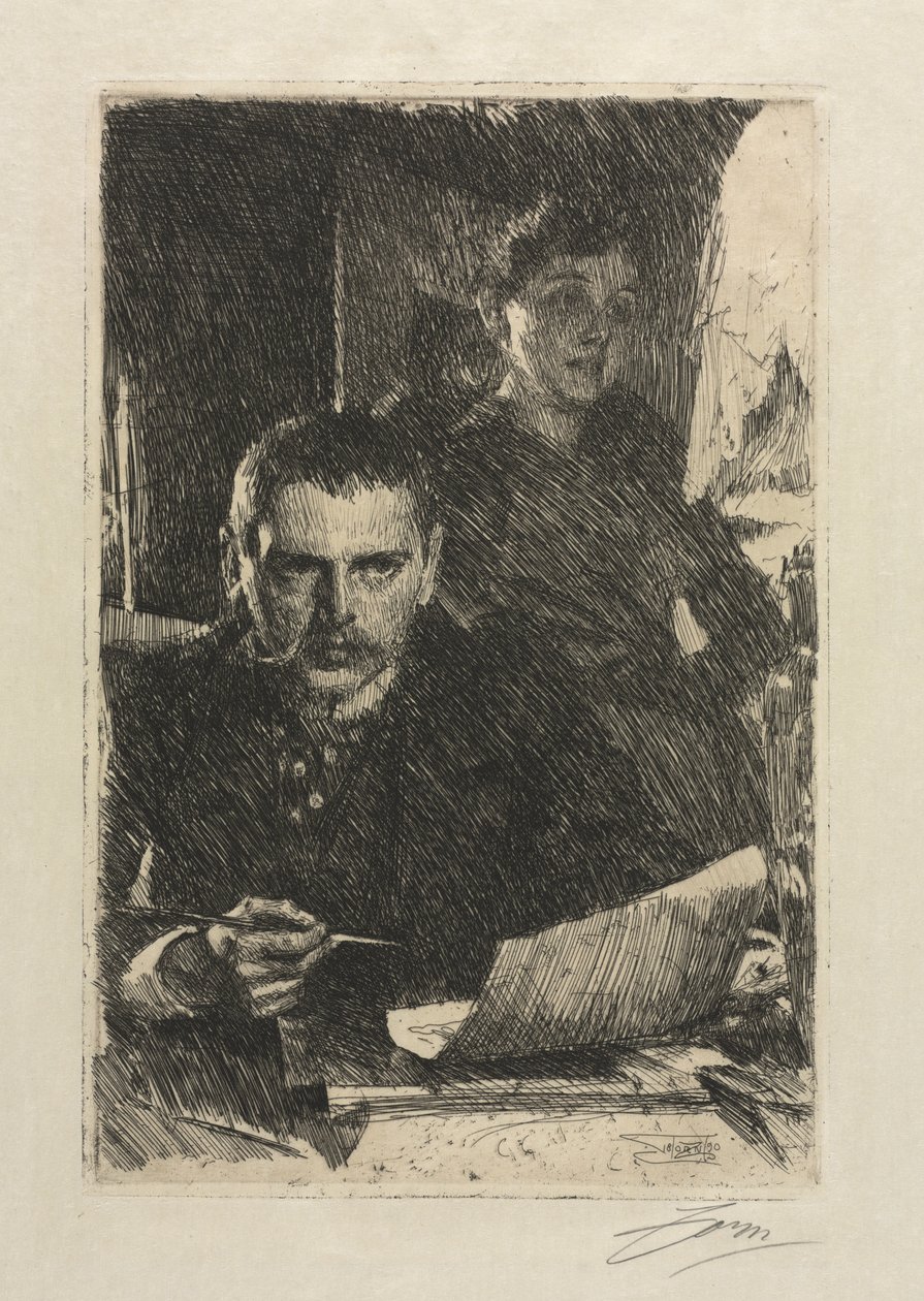 アーティストとその妻、1890年。 作： レナード・ゾルンは違う