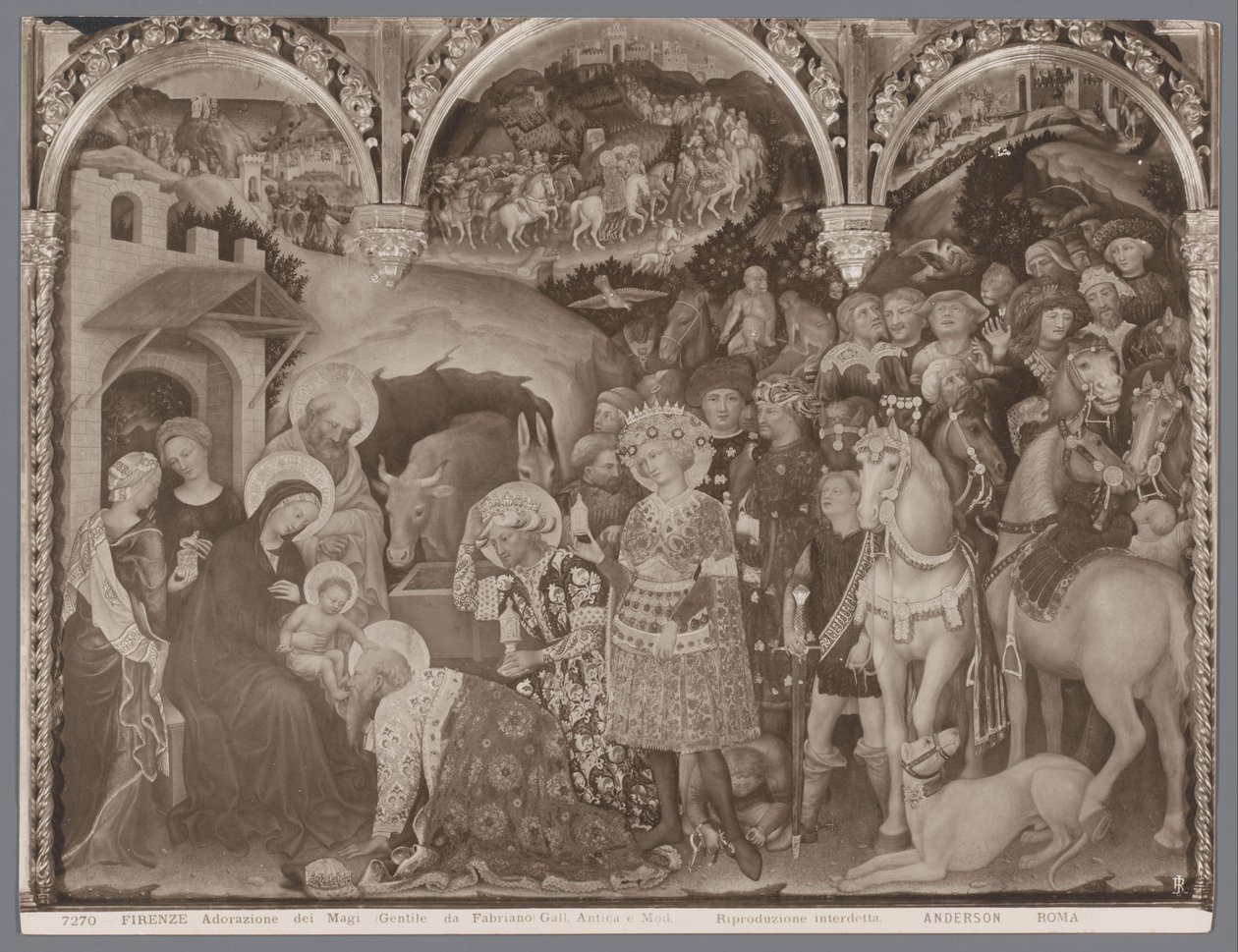 ジャンティーレ・ダ・ファブリアーノによるマギの礼拝の絵の写真複製 フィレンツェ、Adorazione dei Magi (Gentile da Fabriano) Gall. Antica e Mod。 (アイテムのタイトル) 作： アンダーソン（会社）