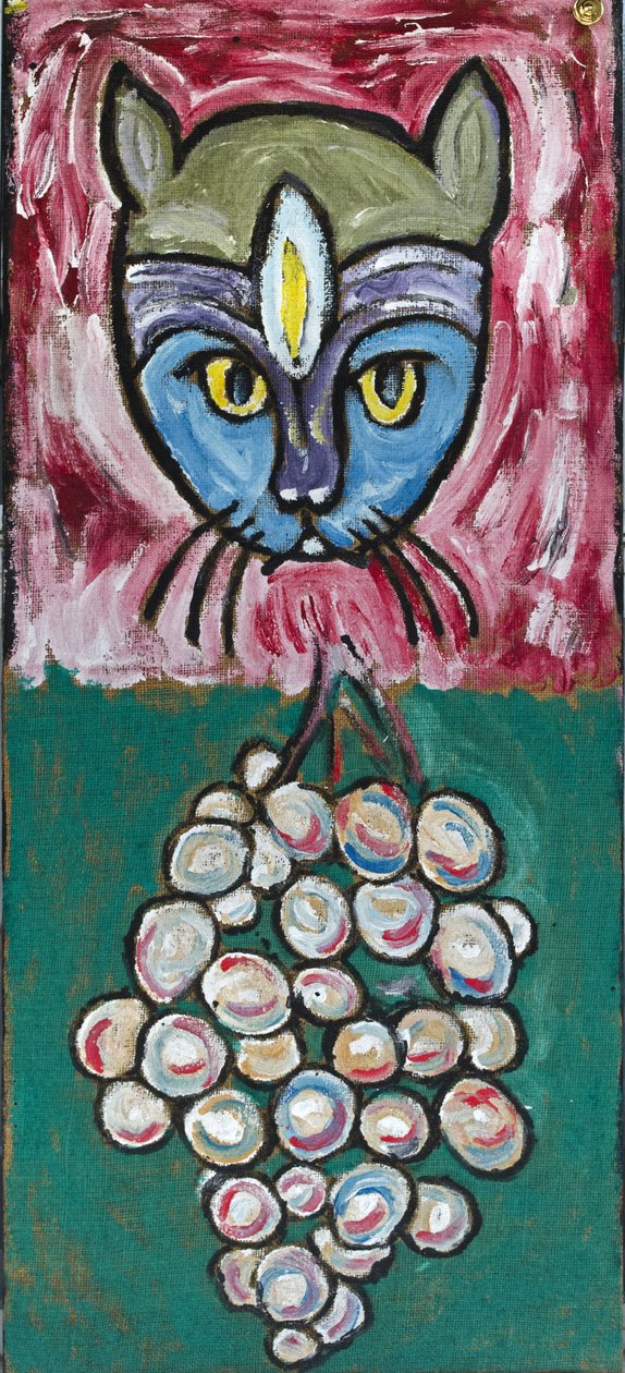 毎日のアート：CAT AND GRAPES, 2012 （ジュート・キャンバスにアクリル、木枠に張られている） 作： 